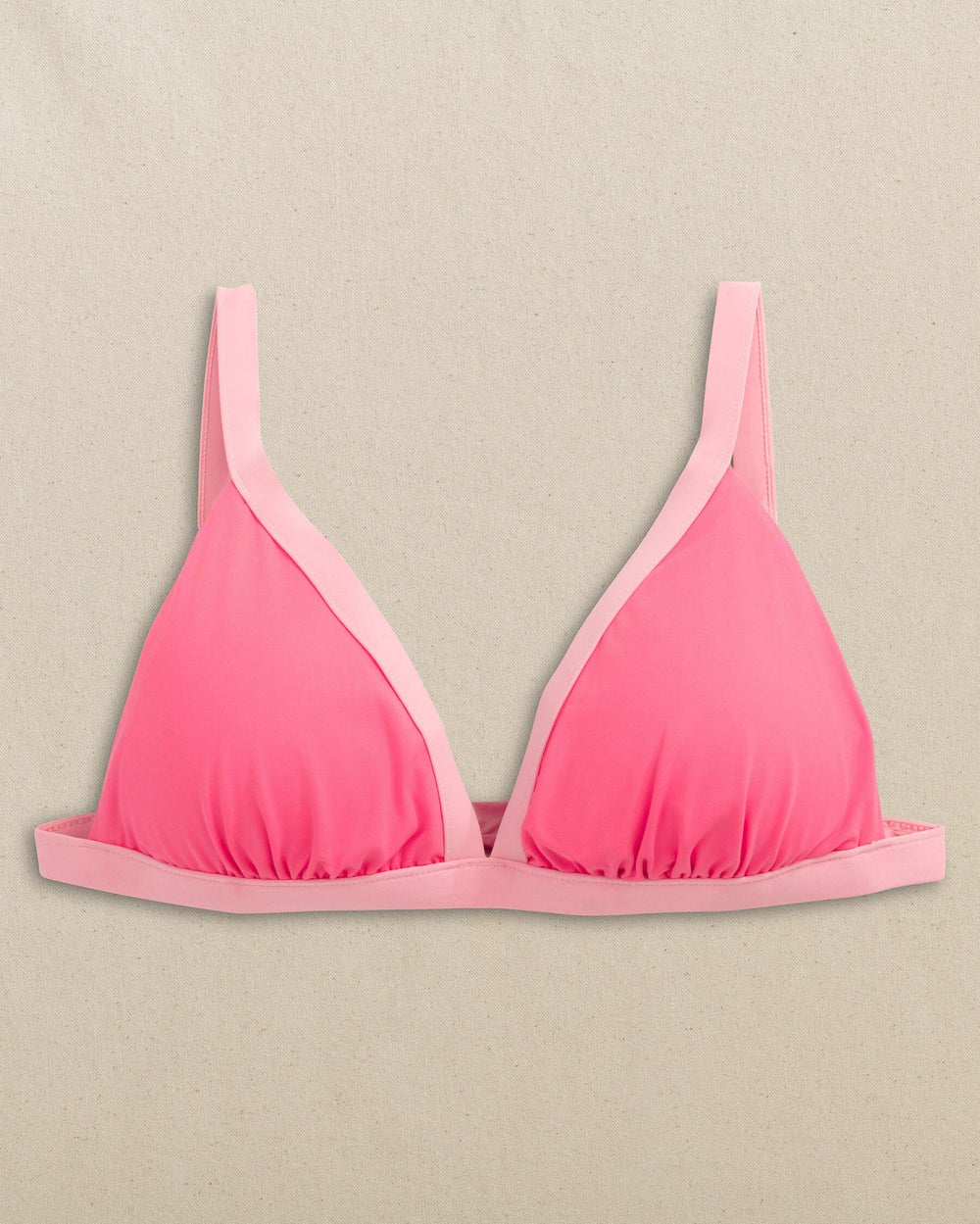 The front view of the Southern Tide Colorblock Bikini Top by Southern Tide - Island Pink