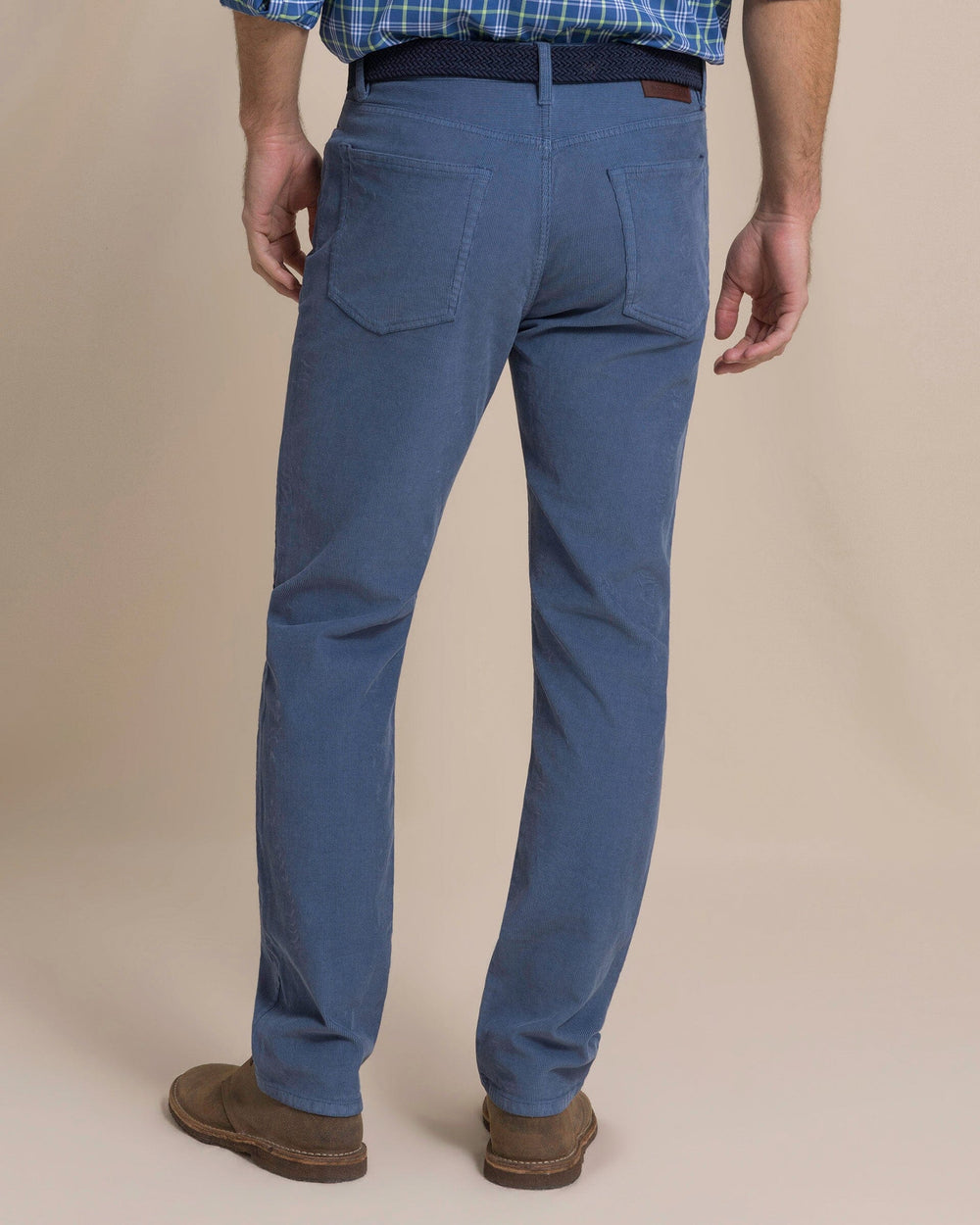 The back view of the Southern Tide Corduroy Five Pocket Pant by Southern Tide - Blue Haze