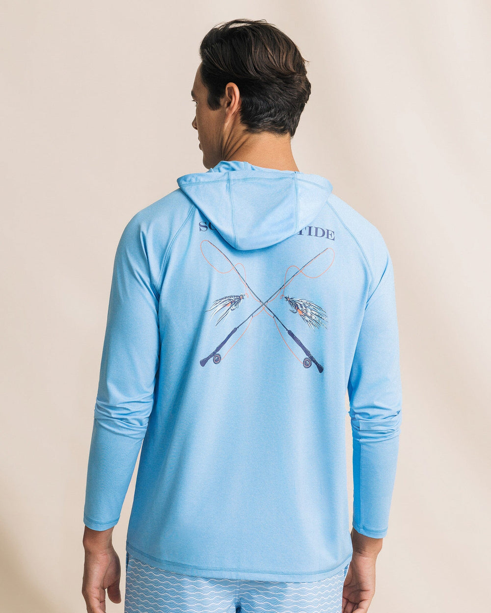 The back view of the Southern Tide Crossed Lines Coastal Breeze® Performance Hoodie by Southern Tide - Ocean Channel