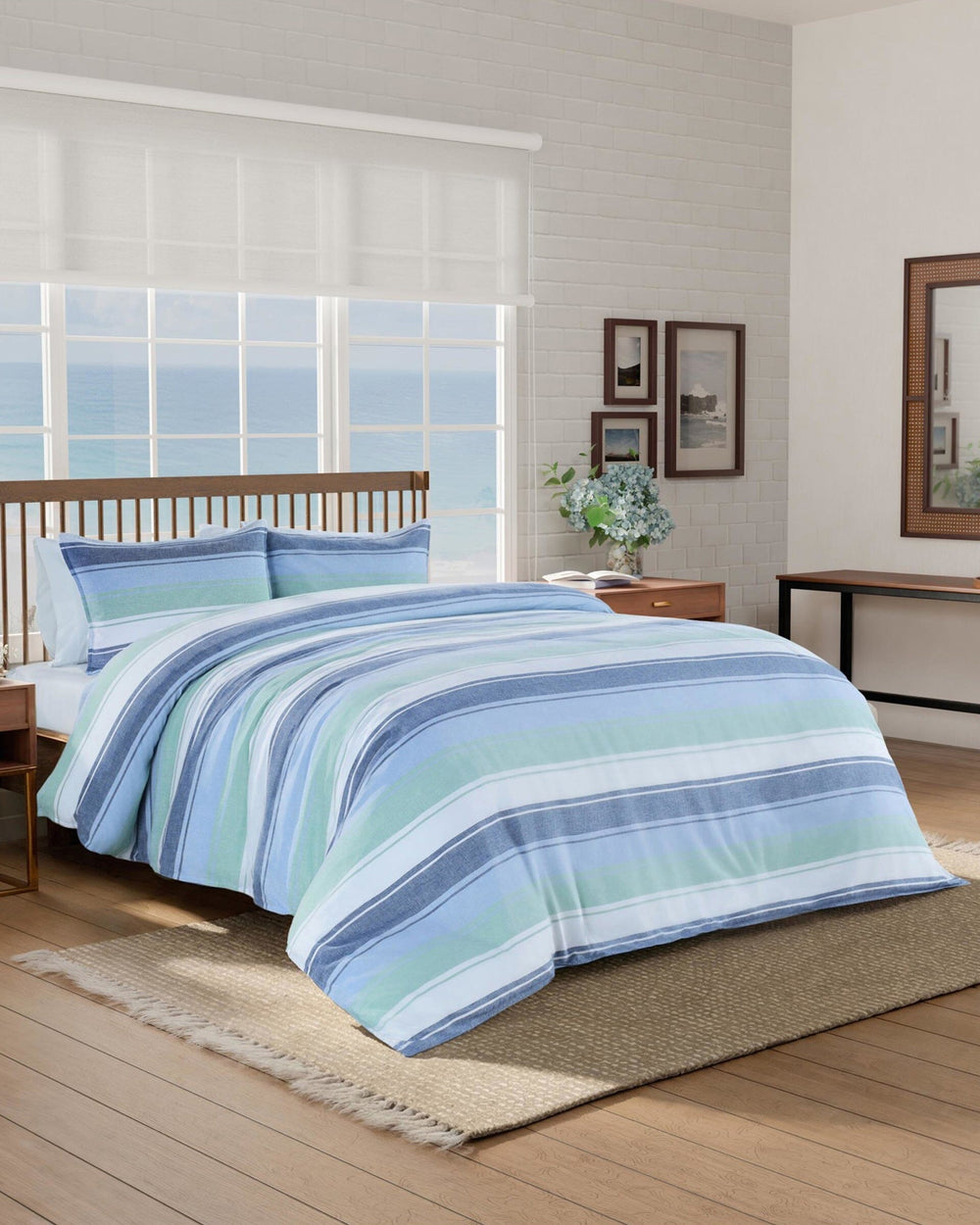 The side view of the Southern Tide Darien Comforter Set by Southern Tide - Blue