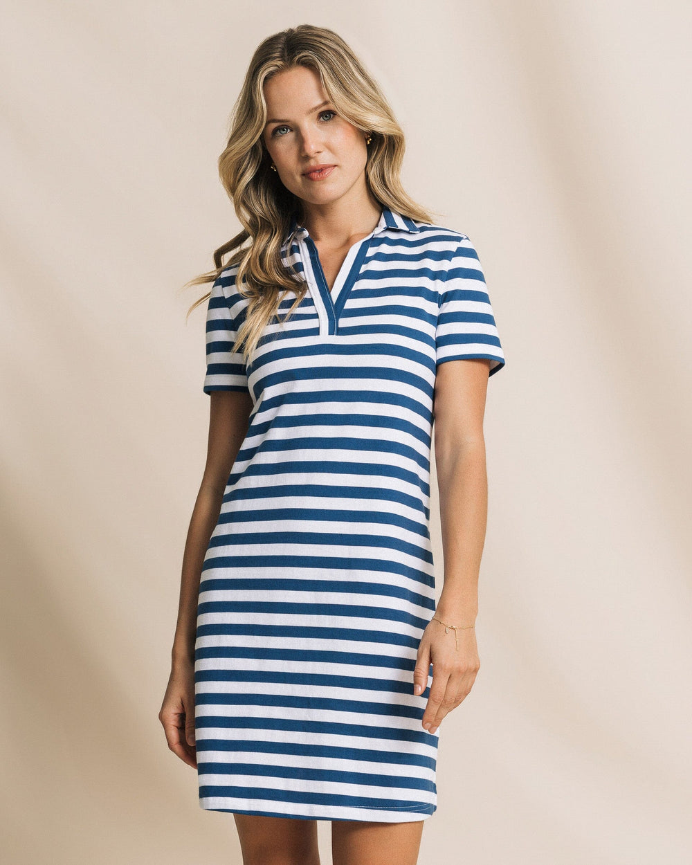 The front view of the Southern Tide Demi Interlock Dress by Southern Tide - Nautical Blue