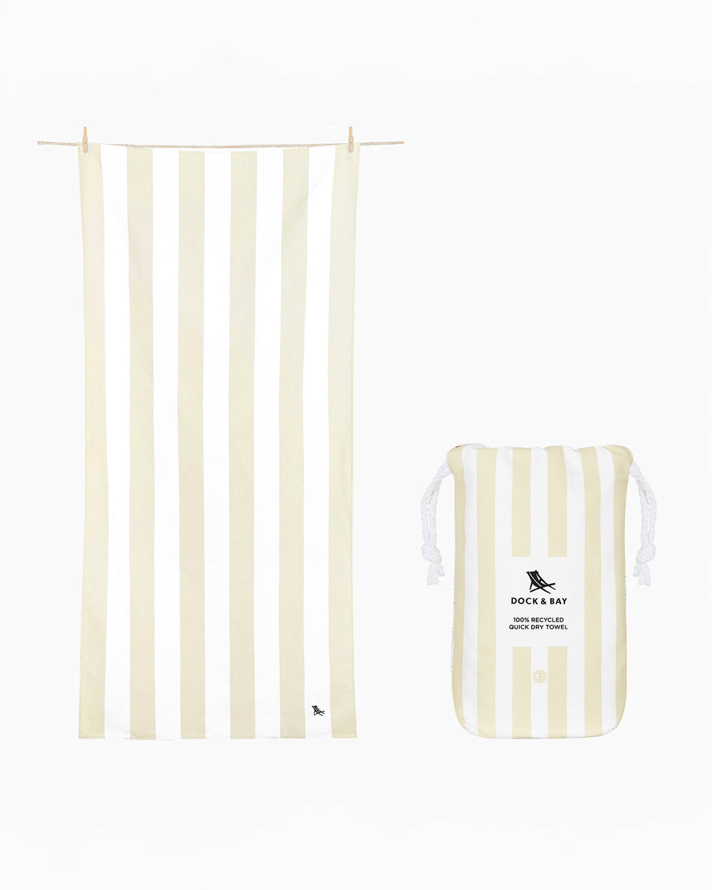The front view of the Southern Tide Dock & Bay Quick Dry Beach Towel by Southern Tide - Bora Bora Beige