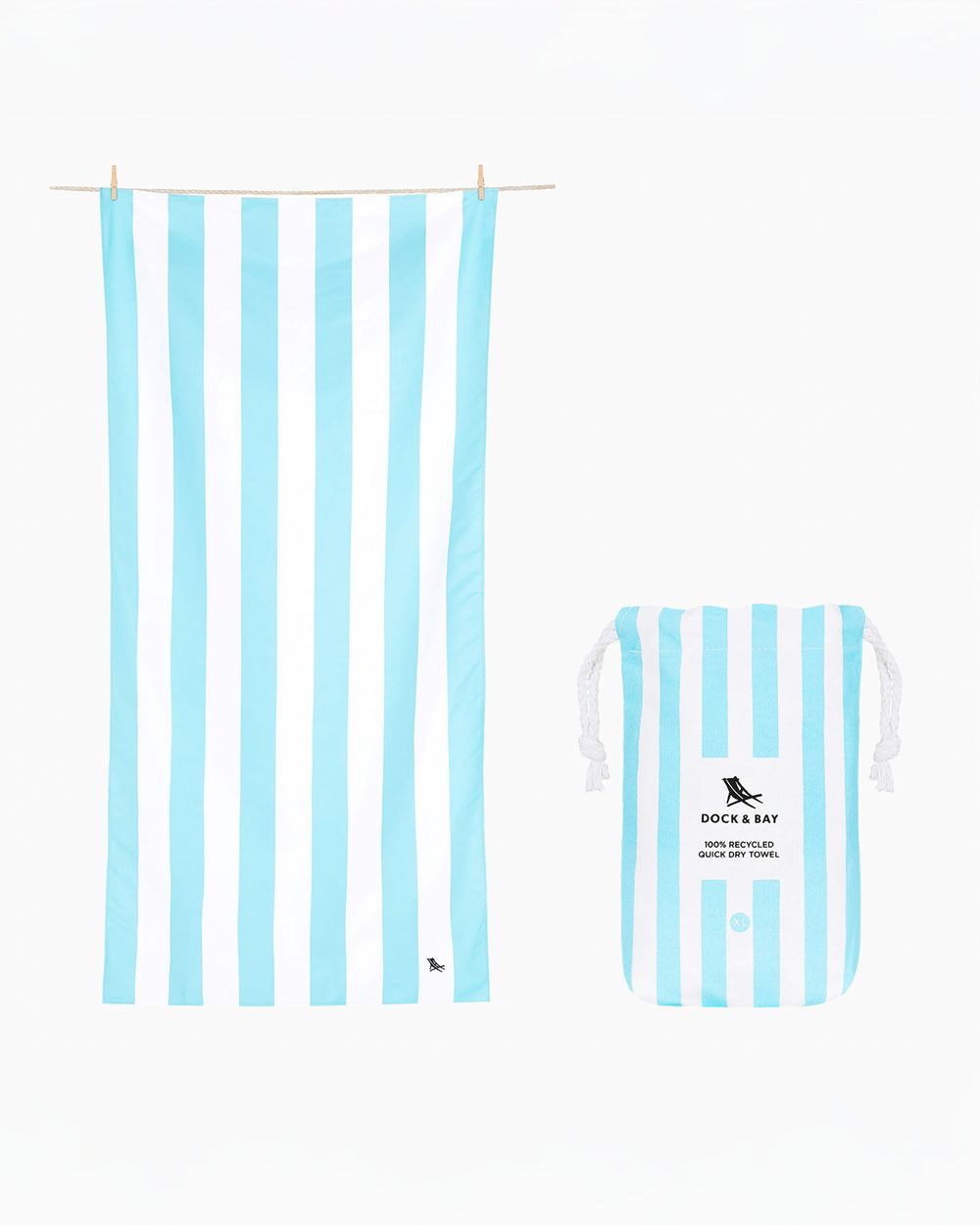 The front view of the Southern Tide Dock & Bay Quick Dry Beach Towel by Southern Tide - Tulum Blue