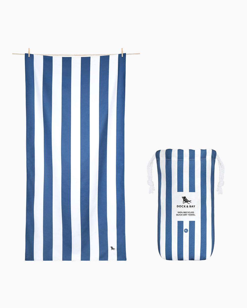 The side view of the Southern Tide Dock & Bay Quick Dry Beach Towel by Southern Tide - Whitsunday Blue
