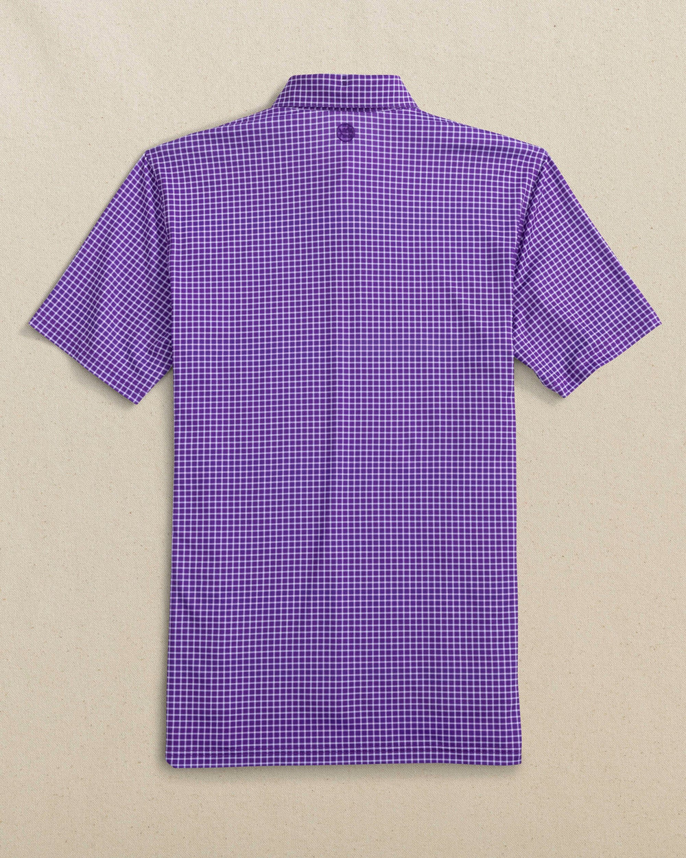 The back view of the Southern Tide Driver Dunes Edge Team Colors Plaid Polo by Southern Tide - Regal Purple