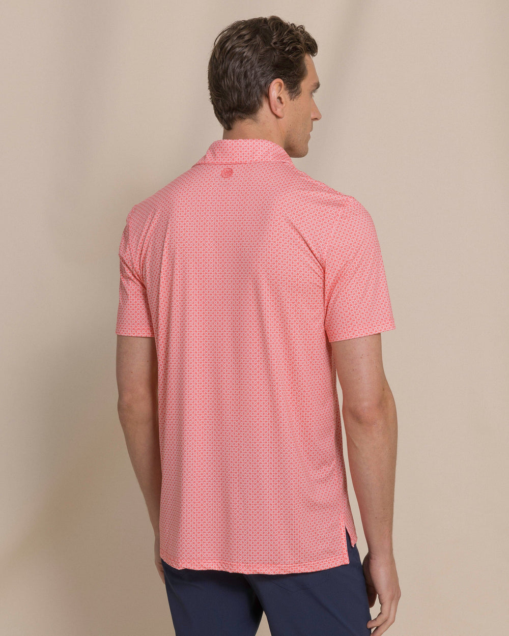 The back view of the Southern Tide Driver Weaving Around Printed Polo by Southern Tide - Coral Beach