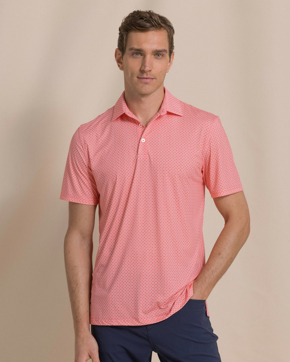 Driver Weaving Around Printed Polo