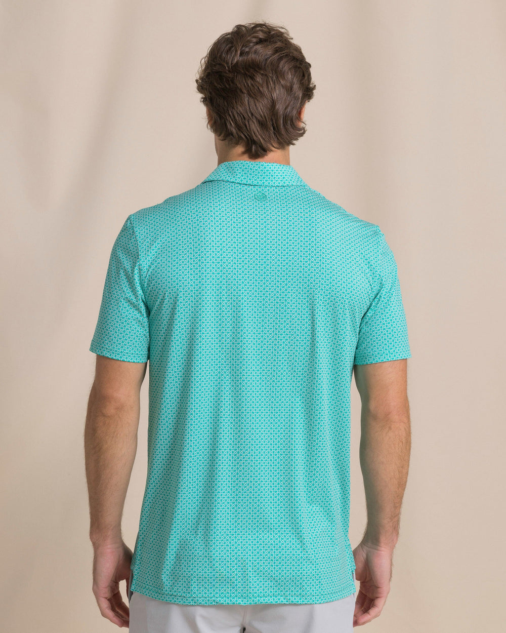 The back view of the Southern Tide Driver Weaving Around Printed Polo by Southern Tide - Persian Green