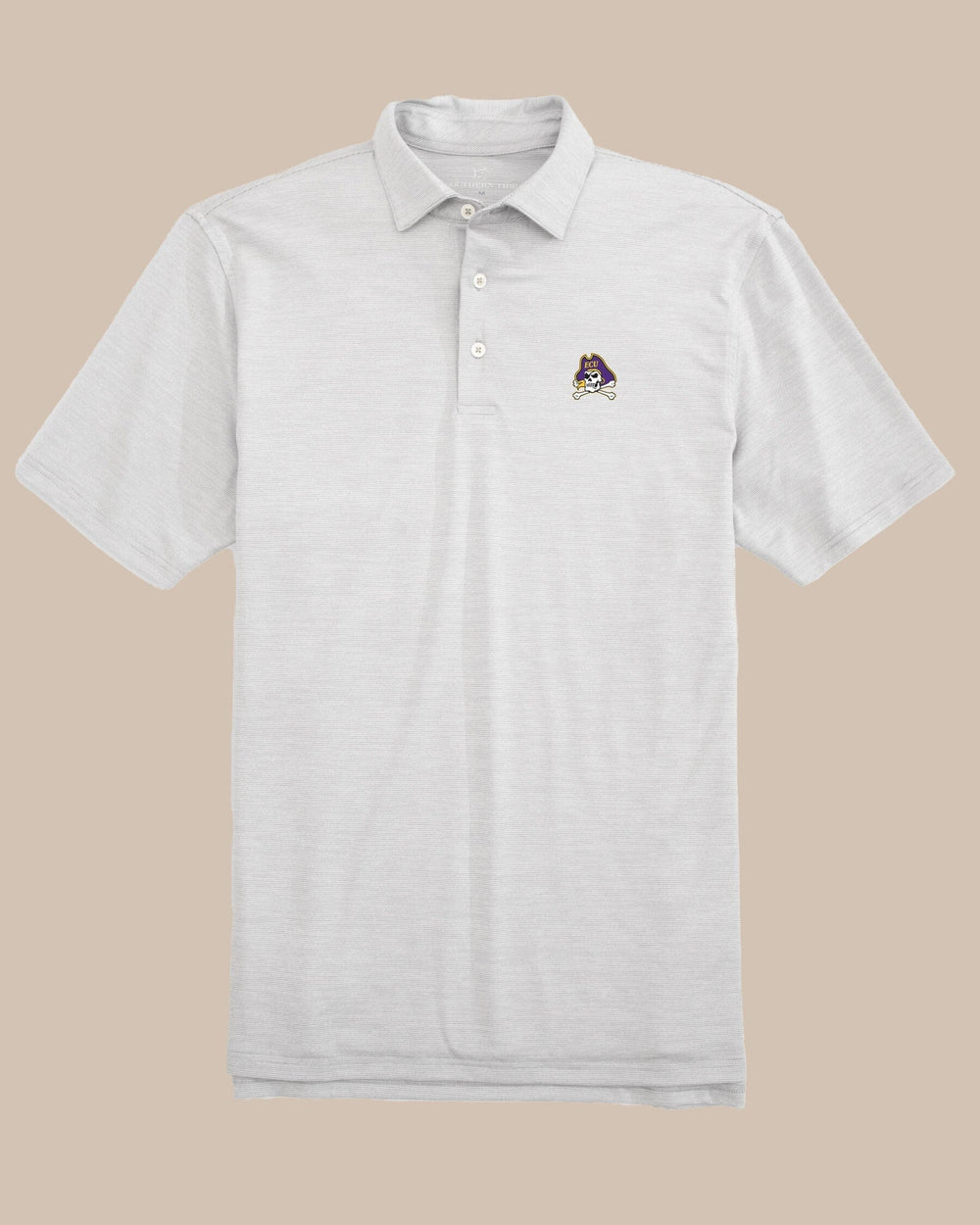 The front view of the Southern Tide East Carolina Driver Spacedye Polo Shirt by Southern Tide - Slate Grey