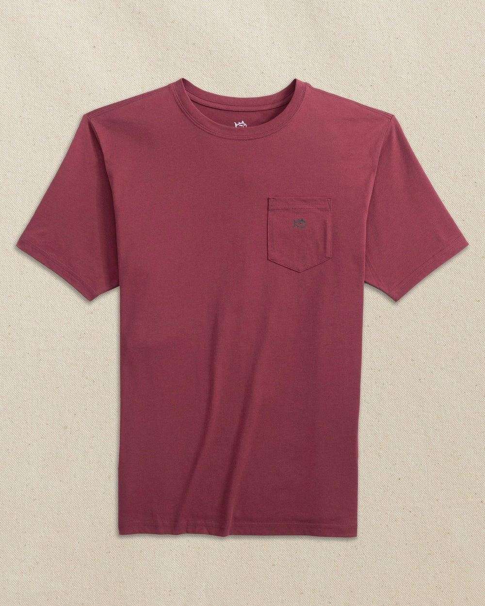The front view of the Southern Tide Embroidered Skipjack Short Sleeve T-Shirt by Southern Tide - Chianti and Black