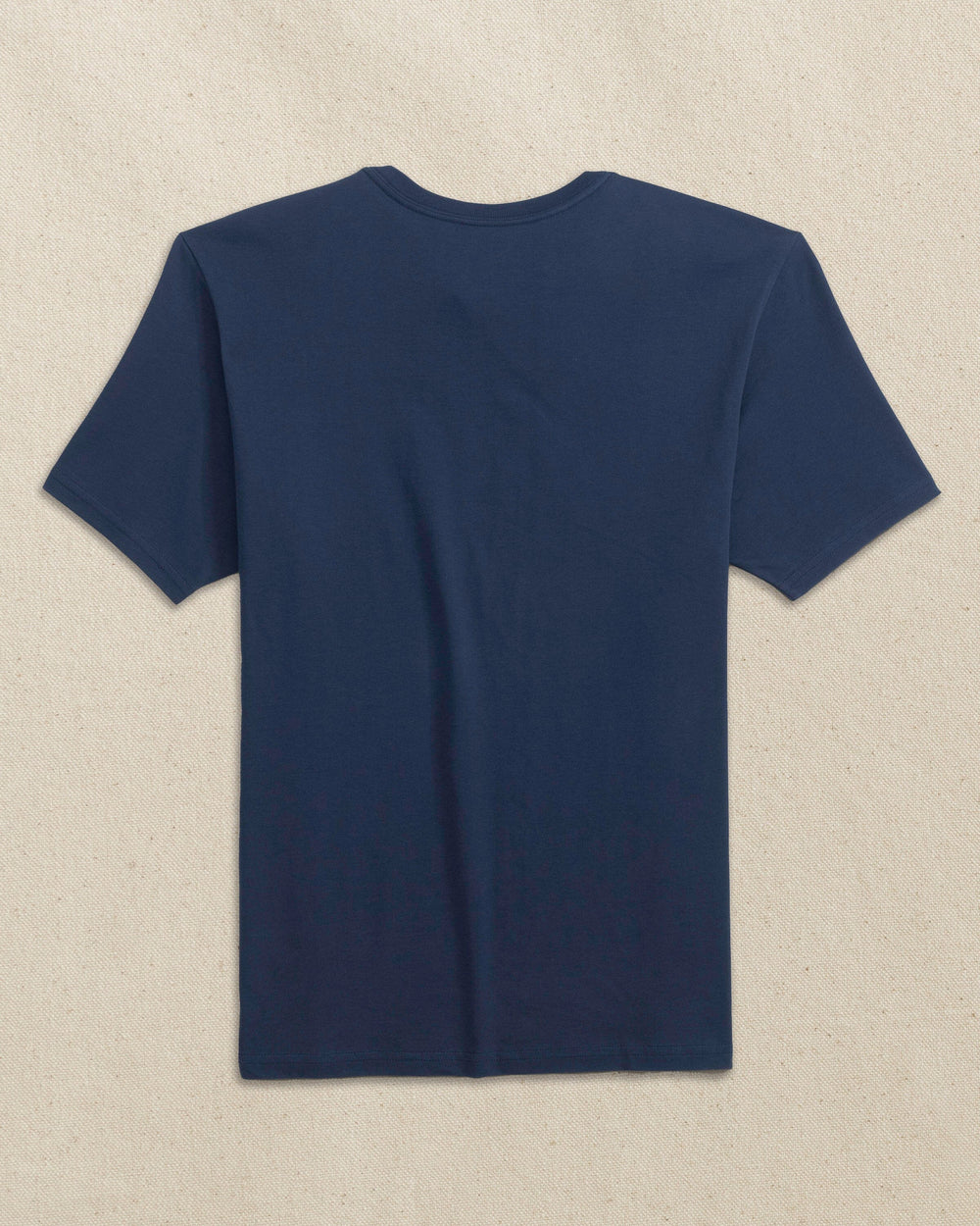 The back view of the Southern Tide Embroidered Skipjack Short Sleeve T-Shirt by Southern Tide - Navy and Orange