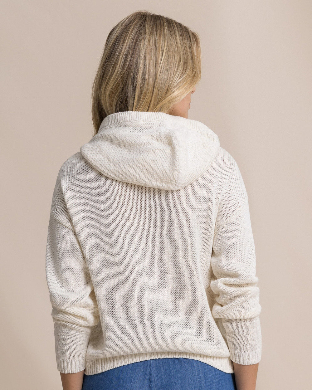 The back view of the Southern Tide Everlee Hoodie Sweater by Southern Tide - Sand White