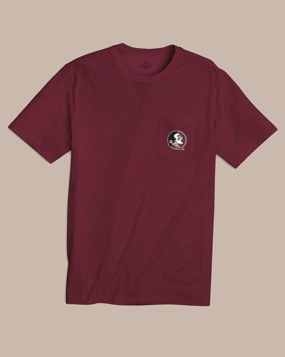 The front view of the Southern Tide FSU Seminoles Gameday Embroidered Short Sleeve T-Shirt by Southern Tide - Chianti