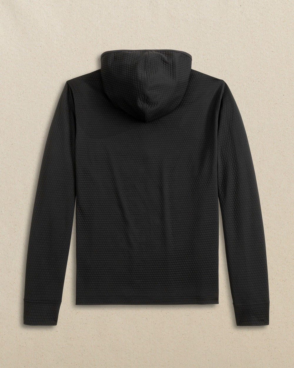 The back view of the FSU Seminoles Scuttle Performance Quarter Zip Hoodie by Southern Tide - Caviar Black