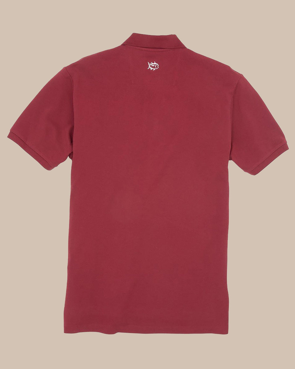The back view of the Men's Red Skipjack Gameday Colors Polo Shirt by Southern Tide - Chianti