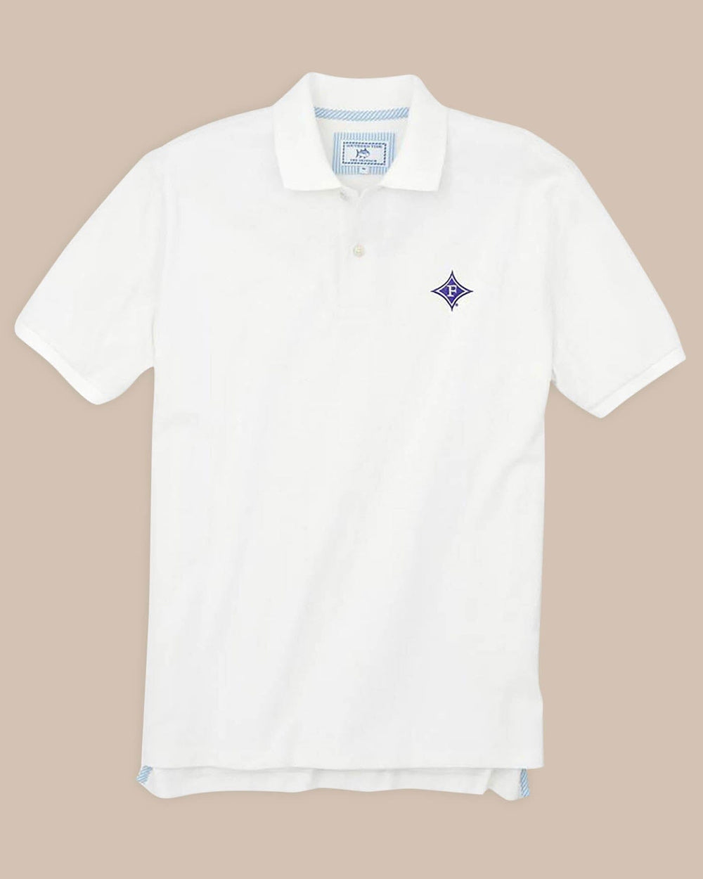 The front view of the Men's White Furman Pique Polo Shirt by Southern Tide - Classic White