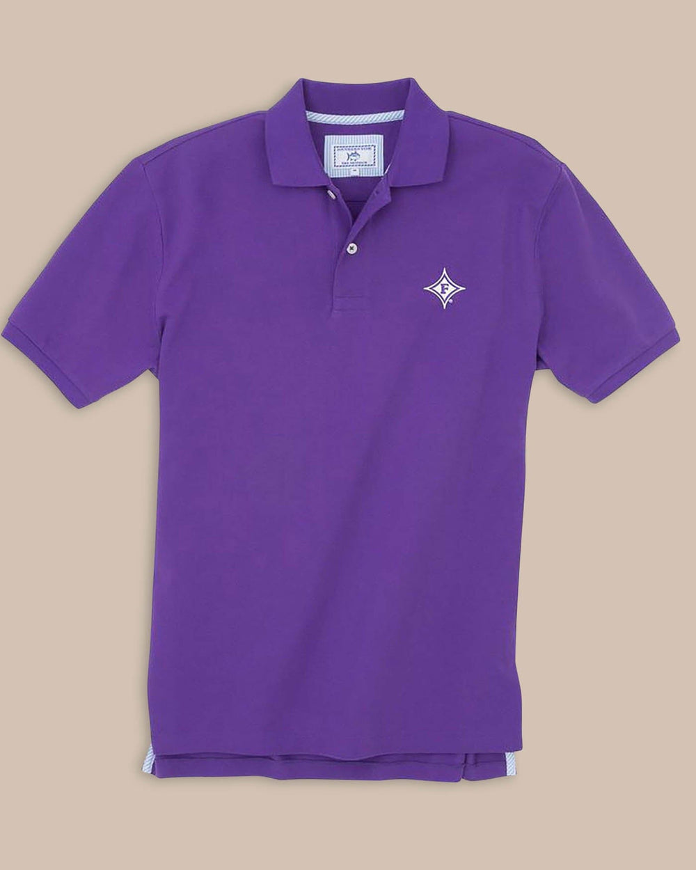 The front view of the Southern Tide Furman Pique Polo Shirt by Southern Tide - Regal Purple