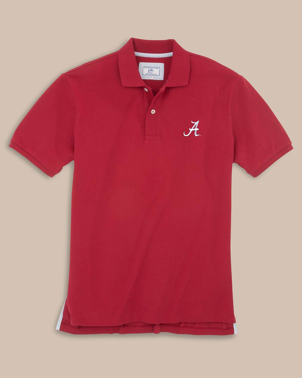 The front view of the Southern Tide Alabama Crimson Tide Pique Polo Shirt by Southern Tide - Crimson