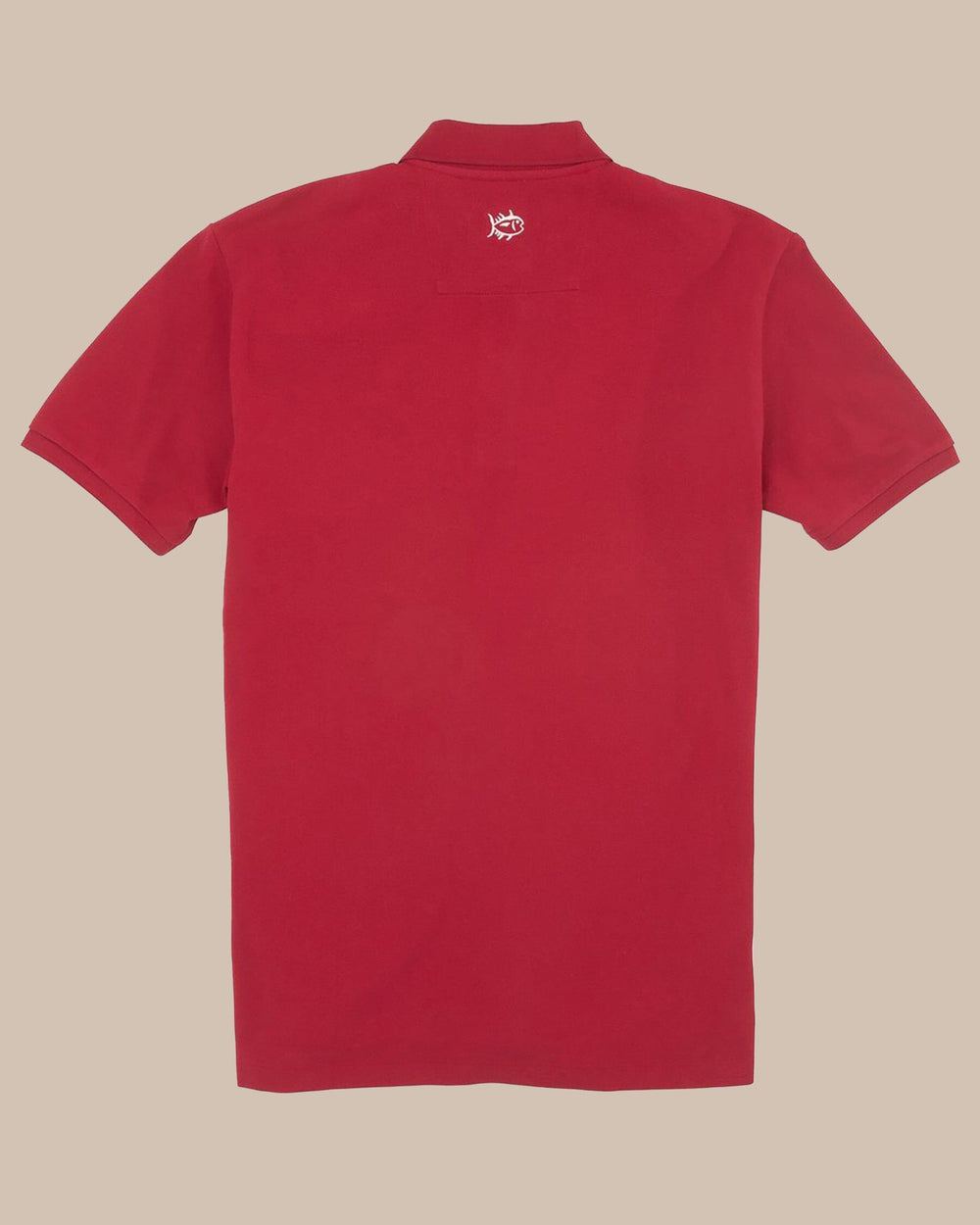 The back view of the Arkansas Razorbacks Pique Polo Shirt by Southern Tide - Crimson