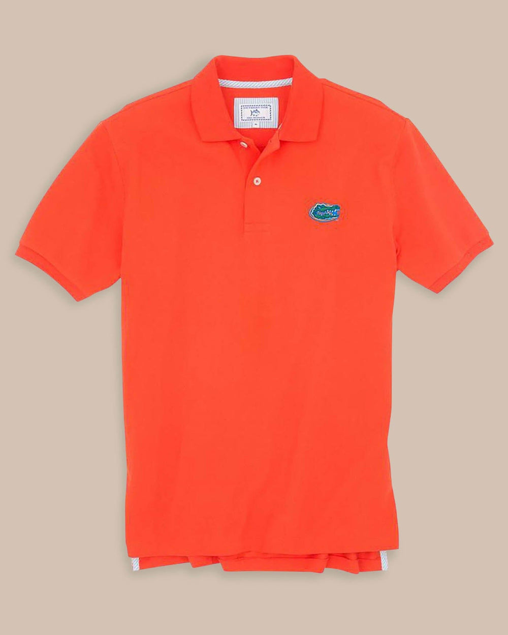 The front view of the Florida Gators Pique Polo Shirt by Southern Tide - Endzone Orange