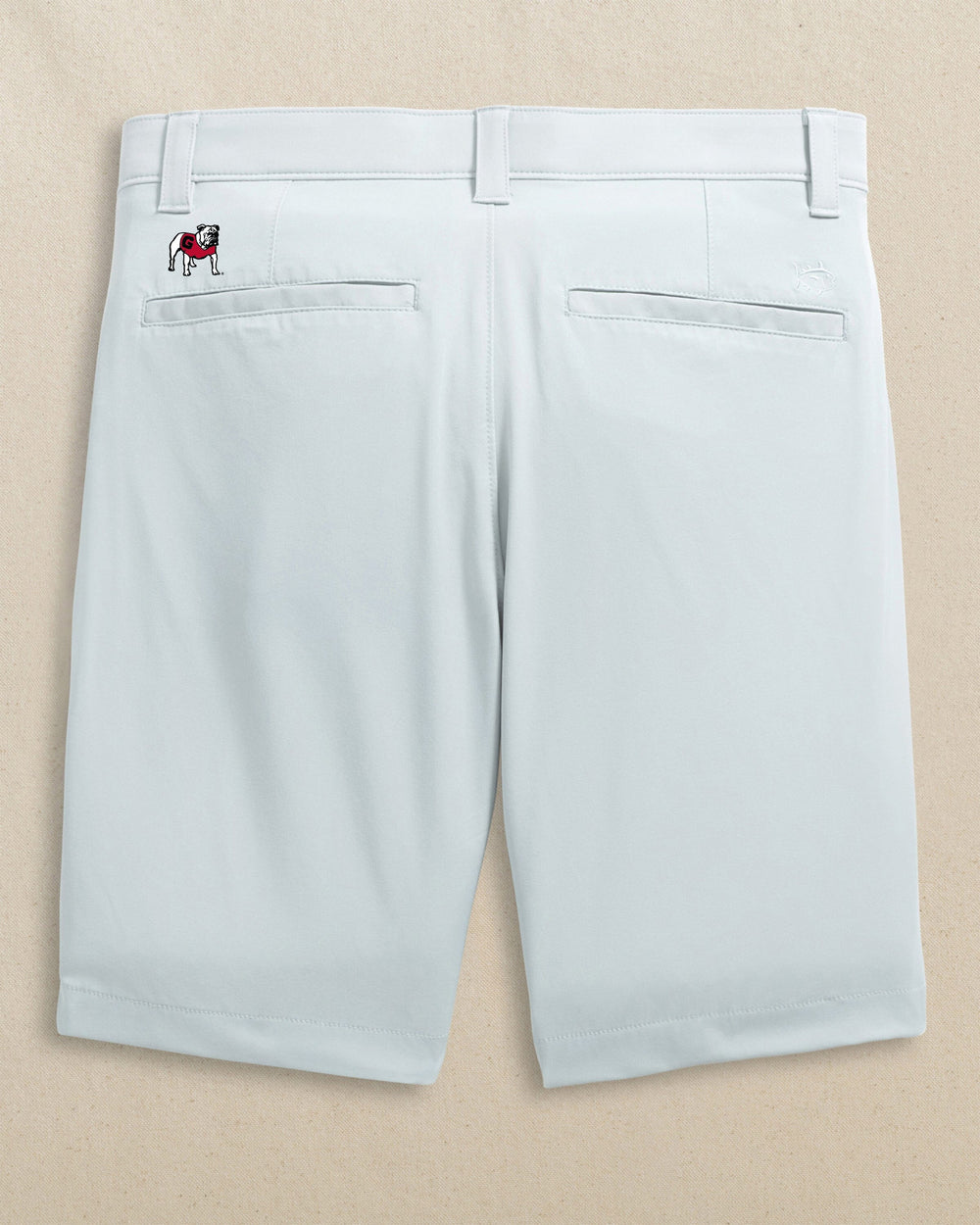 The back view of the Southern Tide Georgia Bulldogs Birdie 8" Coastal Breeze® Performance Short by Southern Tide - Seagull Grey