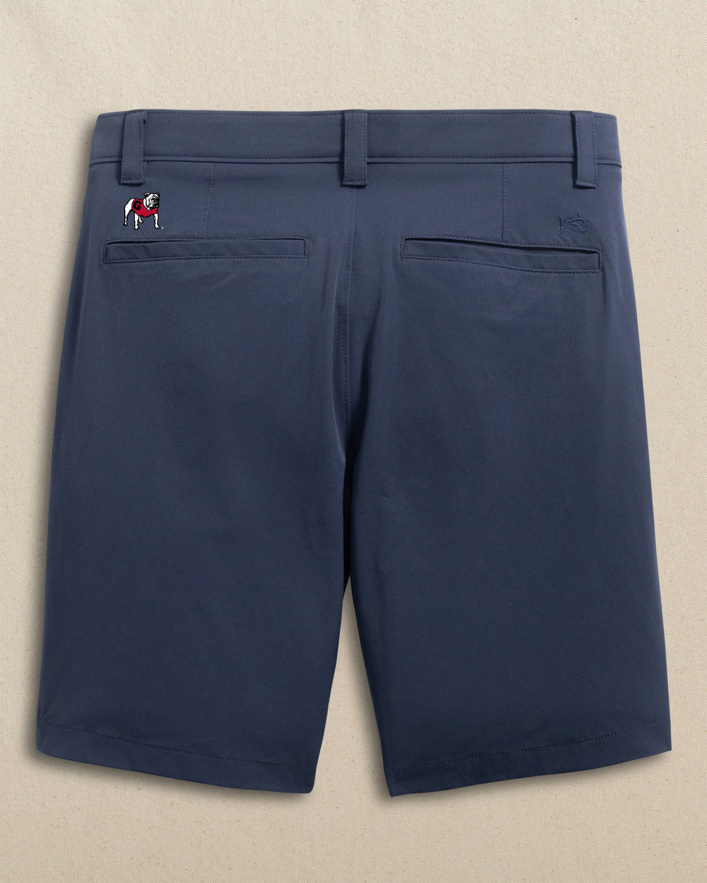 The back view of the Southern Tide Georgia Bulldogs Birdie 8" Coastal Breeze® Performance Short by Southern Tide - True Navy