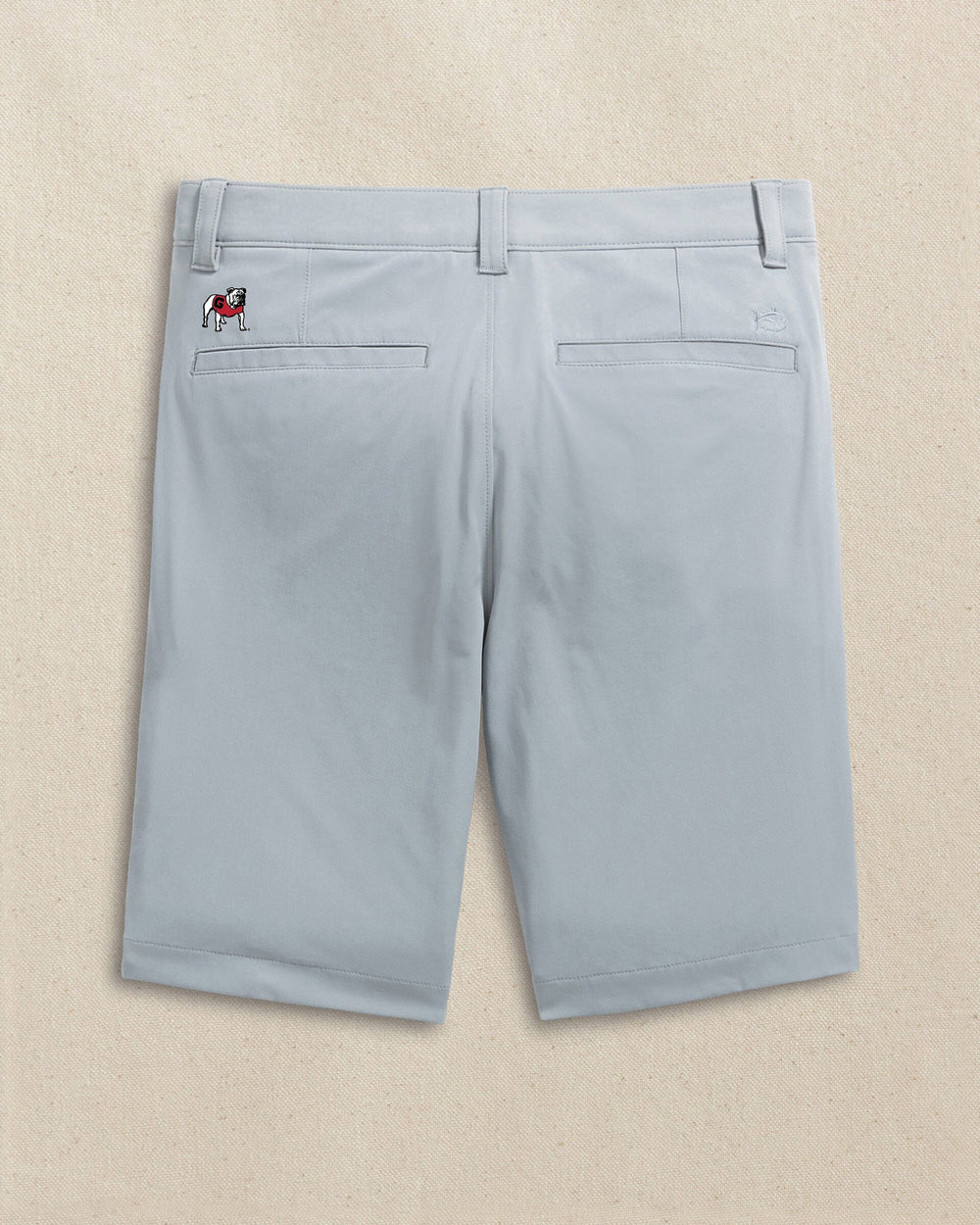 The back view of the Southern Tide Georgia Bulldogs brrr°®-die 8" Performance Short by Southern Tide - Steel Grey