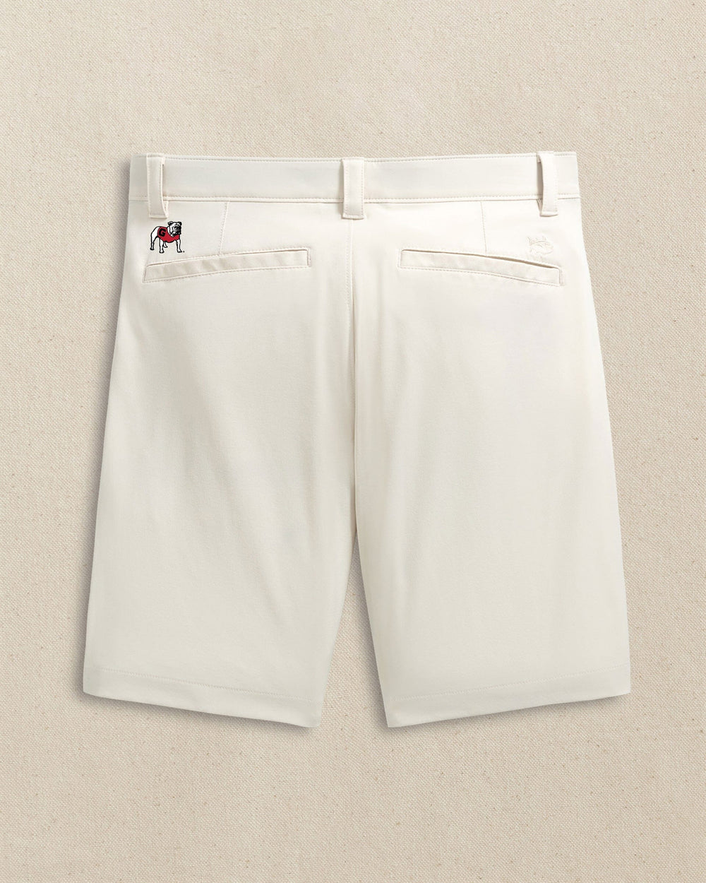 The back view of the Southern Tide Georgia Bulldogs brrr°®-die 8" Performance Short by Southern Tide - Stone