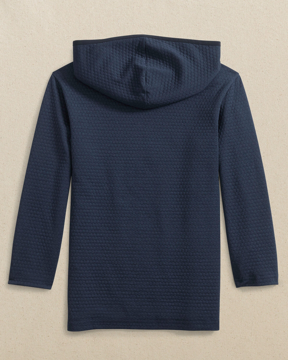 The back view of the Southern Tide Georgia Tech Boys Scuttle Hoodie by Southern Tide - Heather True Navy