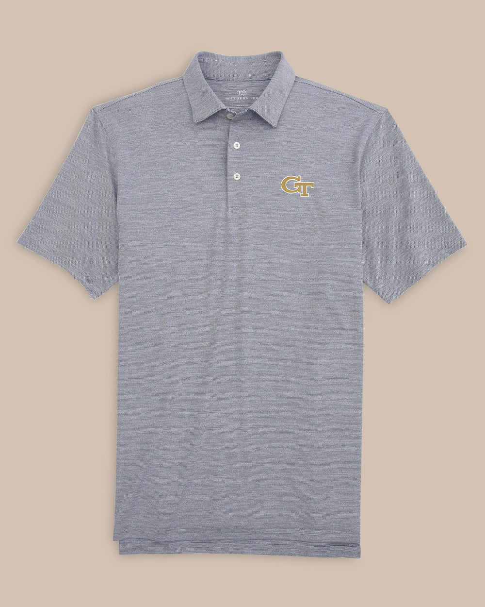 The front view of the Southern Tide Georgia Tech Driver Spacedye Polo by Southern Tide - Navy