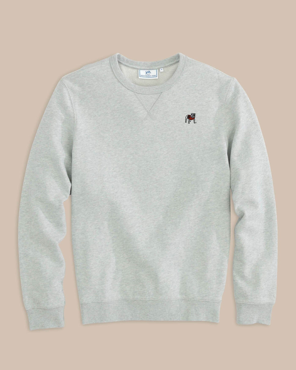 The front view of the Georgia Upper Deck Pullover Sweatshirt by Southern Tide - Heather Slate Grey