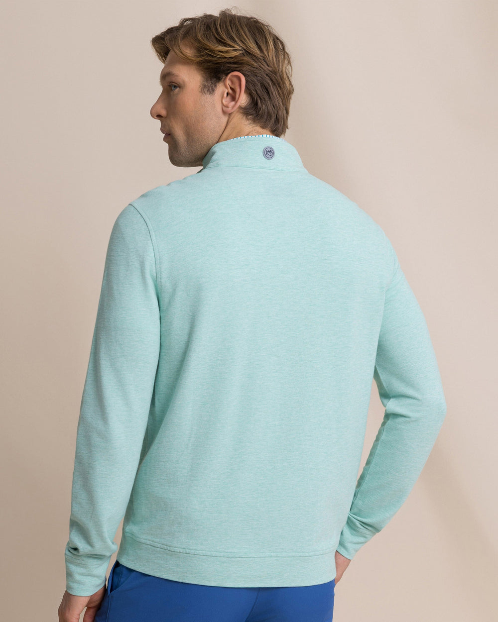 The back view of the Southern Tide Gulf View Heather Quarter Zip by Southern Tide - Heather Gulf Shores