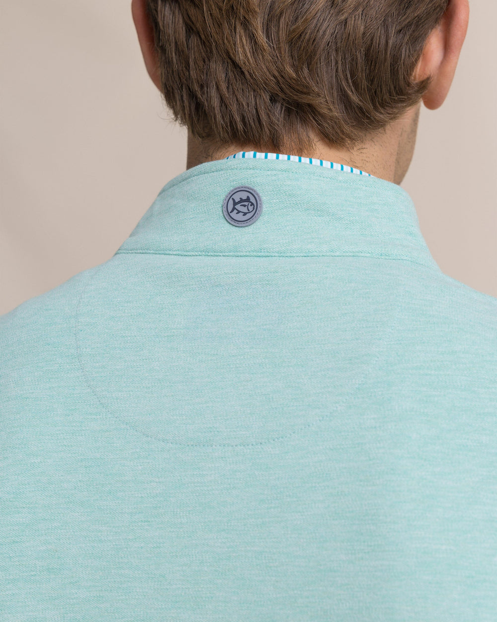 The detail view of the Southern Tide Gulf View Heather Quarter Zip by Southern Tide - Heather Gulf Shores