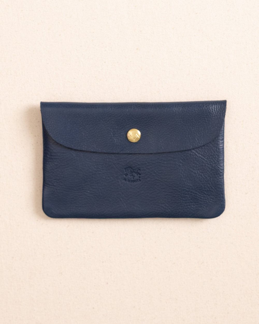 The front view of the Il Bisonte Leather Envelope Pouch at Southern Tide - Blue