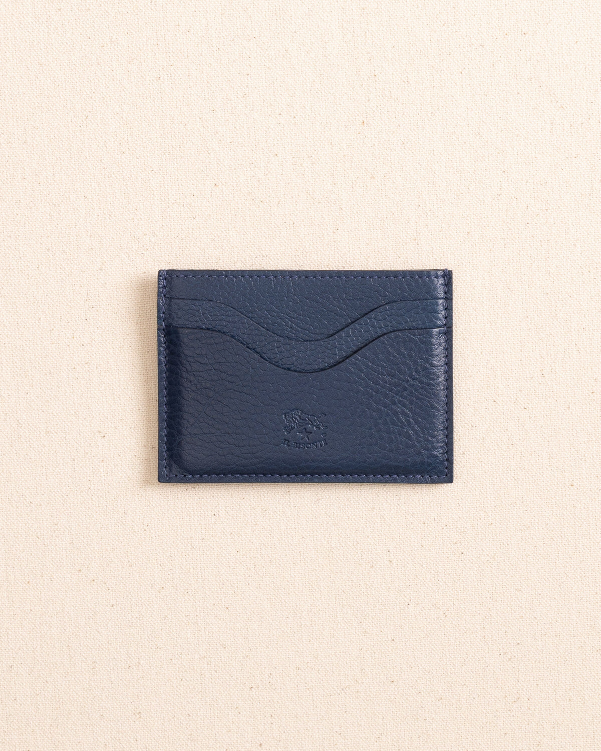 The front view of the Il Bisonte Salina Card Case at Southern Tide - Blue