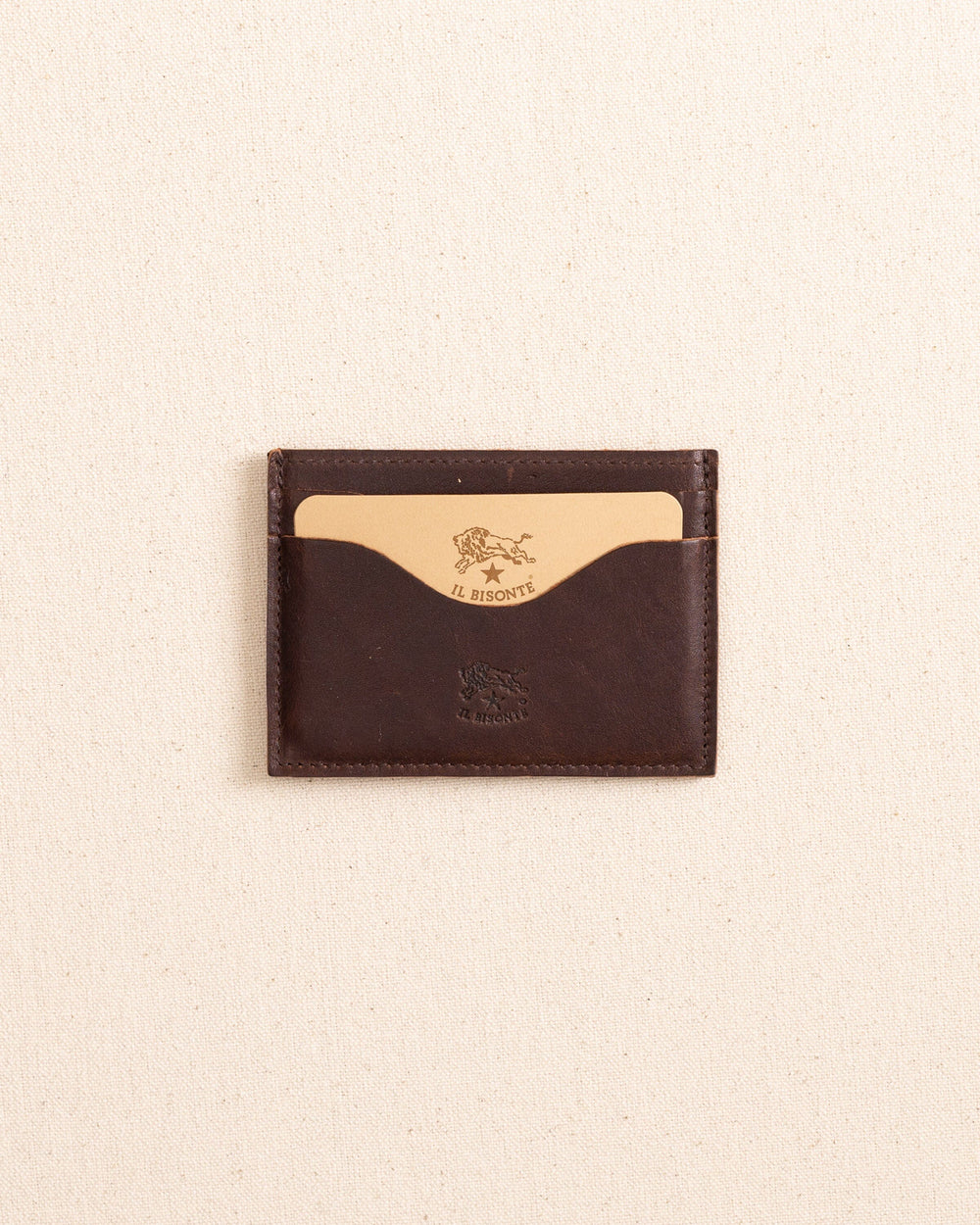 The front view of the Il Bisonte Salina Card Case at Southern Tide - Coffee