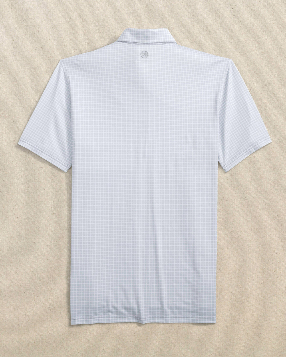 The back view of the Southern Tide Indiana Hoosiers Driver Dunes Edge Plaid Polo by Southern Tide - Slate Grey