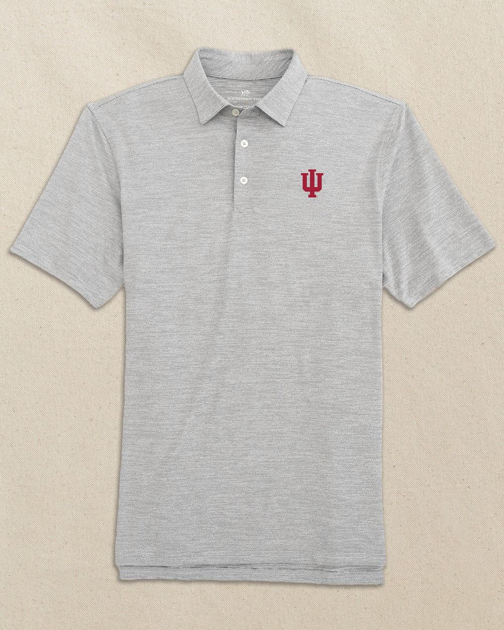 The front view of the Southern Tide Indiana Hoosiers Driver Spacedye Polo by Southern Tide - Black