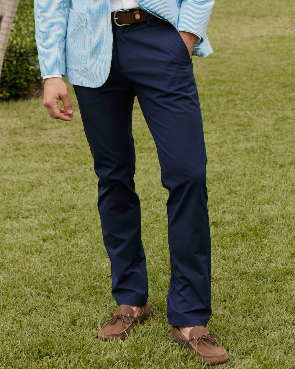 The lifestyle view of the Southern Tide Jack Performance Pant by Southern Tide - True Navy