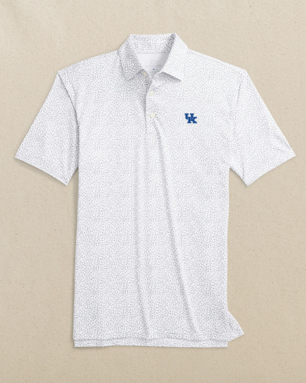 The front view of the Southern Tide Kentucky Wildcats Driver Gameplay Polo by Southern Tide - Classic White
