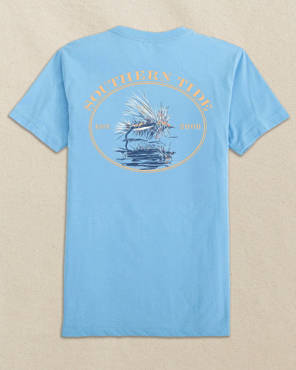 The back view of the Southern Tide Kids Fly On Water Surface Short Sleeve T-Shirt by Southern Tide - Ocean Channel