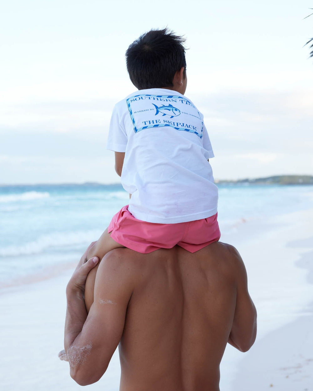 The front view of the Kid's White Original Skipjack T-Shirt by Southern Tide - Classic White