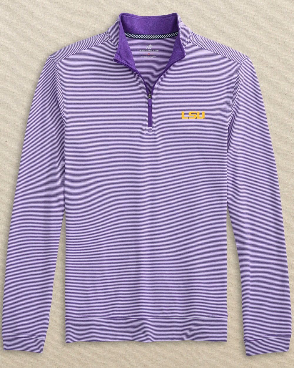 LSU Tigers Cruiser Micro-Stripe Heather Quarter Zip C_Outerwear Southern Tide 