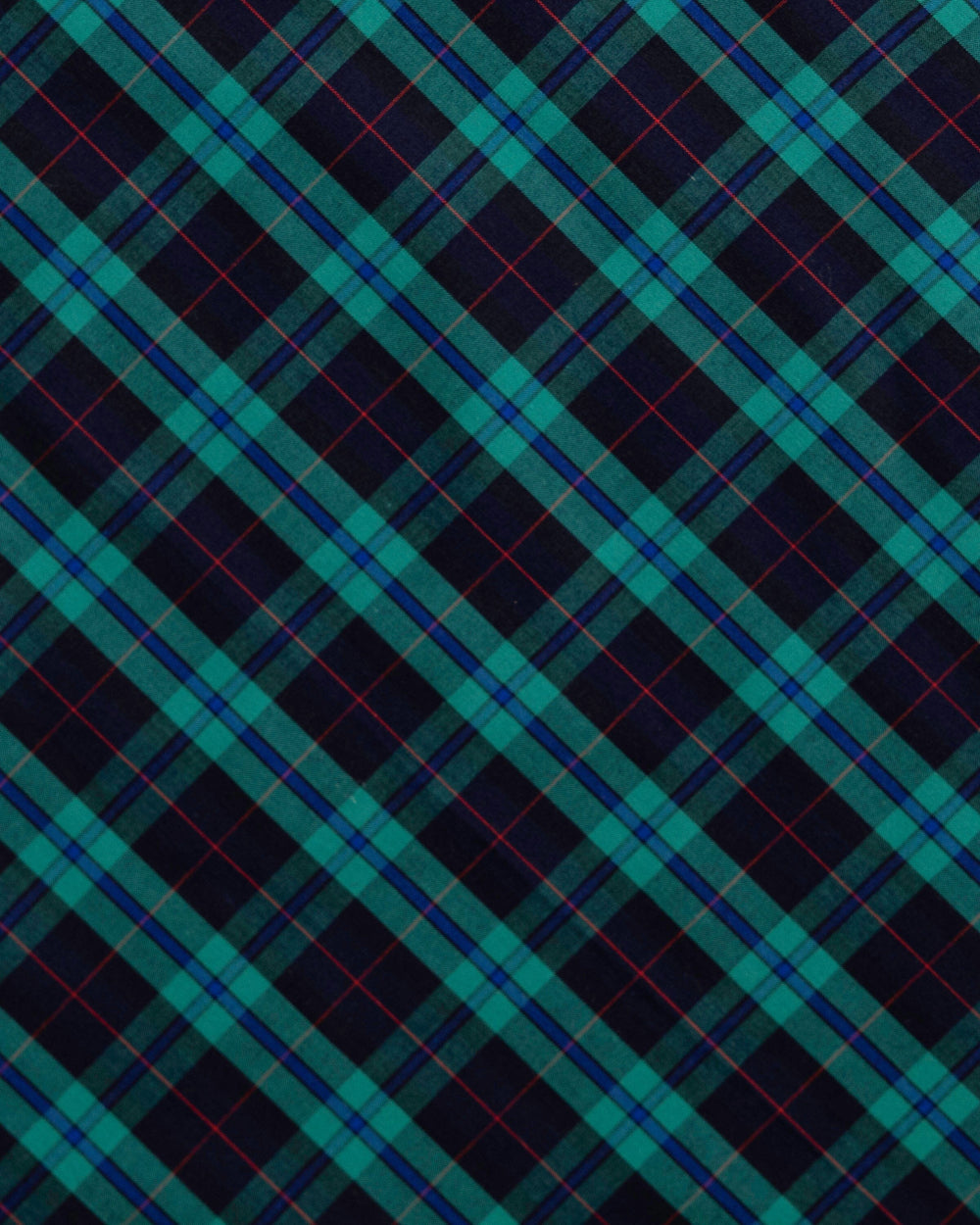 The detail pattern view of the High Cotton Macleod Tartan Pocket Square at Southern Tide - Blue