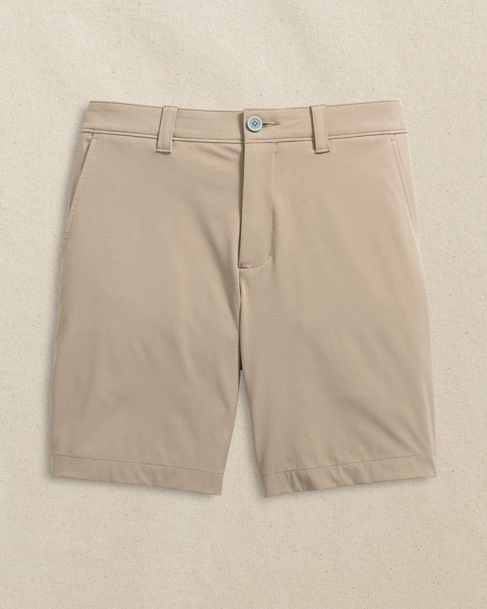 The front view of the Southern Tide NC State Wolfpack brrr°®-die 8" Performance Short by Southern Tide - Sandstone Khaki