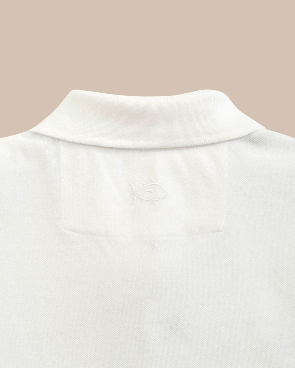 The yoke view of the Auburn Tigers Skipjack Polo by Southern Tide - Classic White