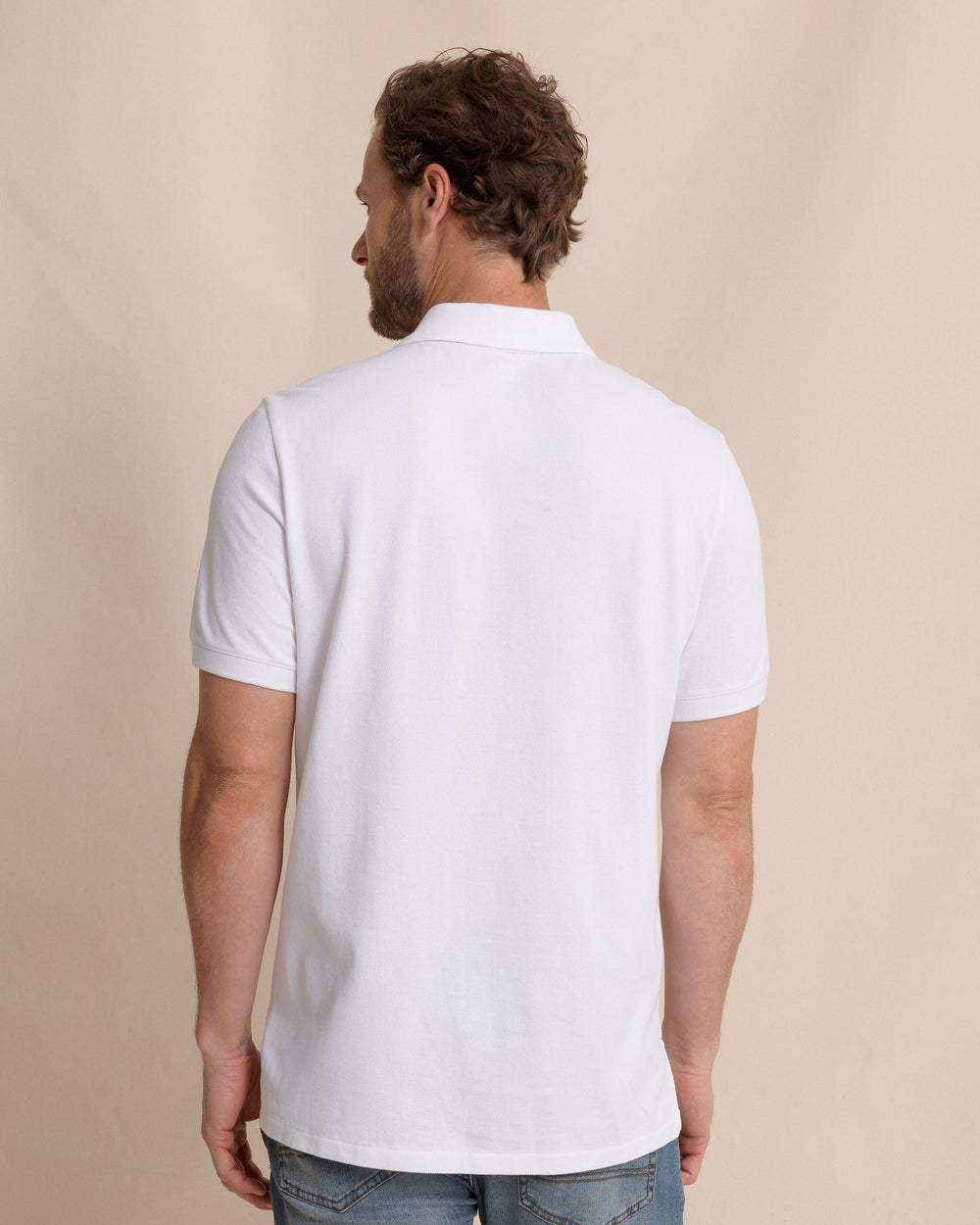 The back view of the Southern Tide Skipjack Polo Shirt by Southern Tide - Classic White