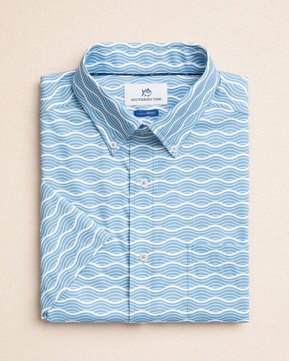 The front view of the Southern Tide Ocean Echo Coastal Breeze® Short Sleeve Sport Shirt by Southern Tide - Ocean Channel