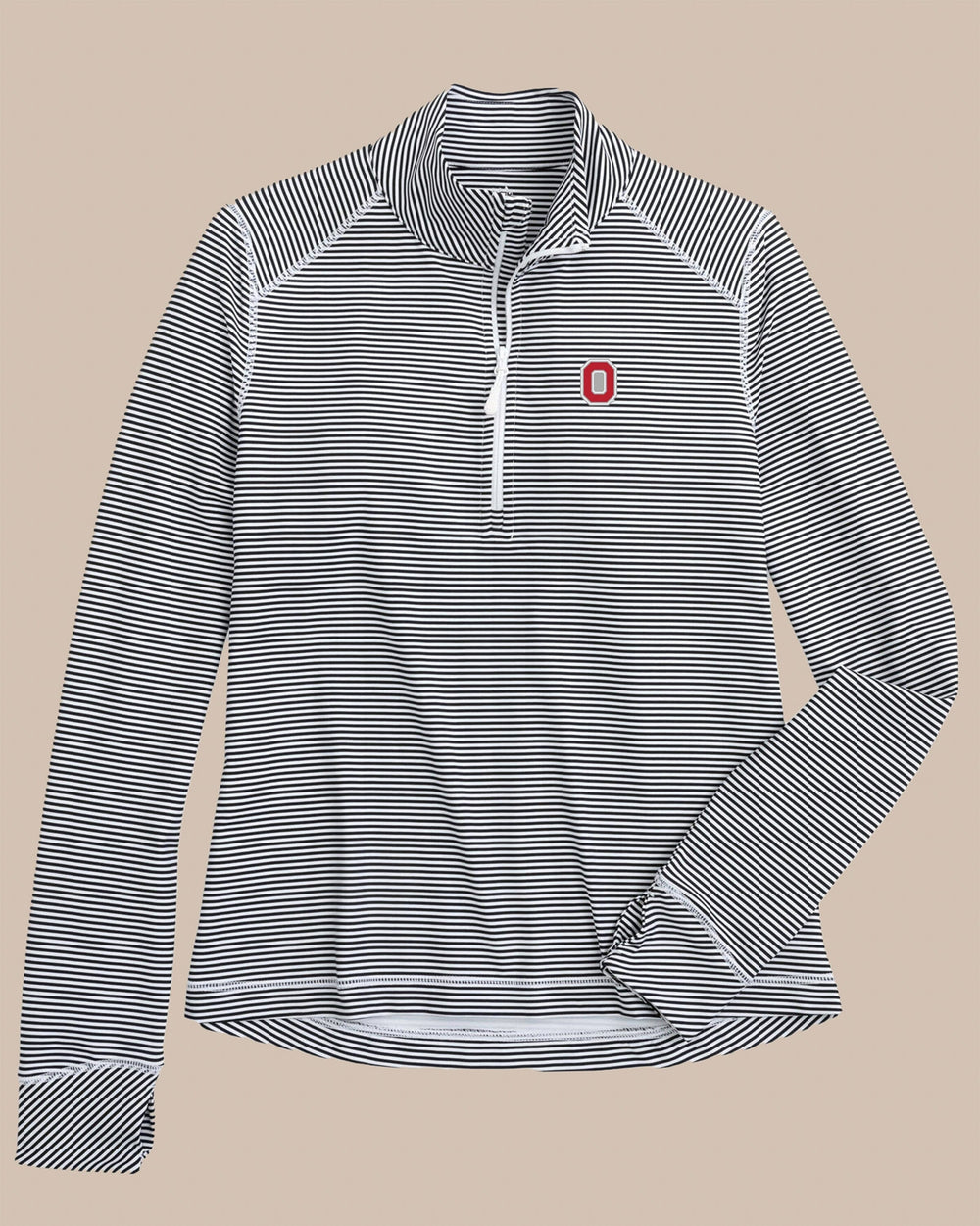 Ohio State Buckeyes Women's Striped Runaround Quarter Zip C_Outerwear Southern Tide 