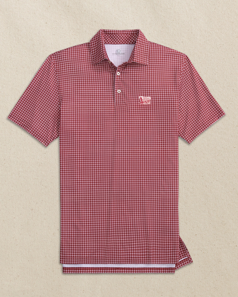 Oklahoma Sooner Schooner Driver Dunes Edge Plaid Polo C_Polo Shirts Southern Tide 